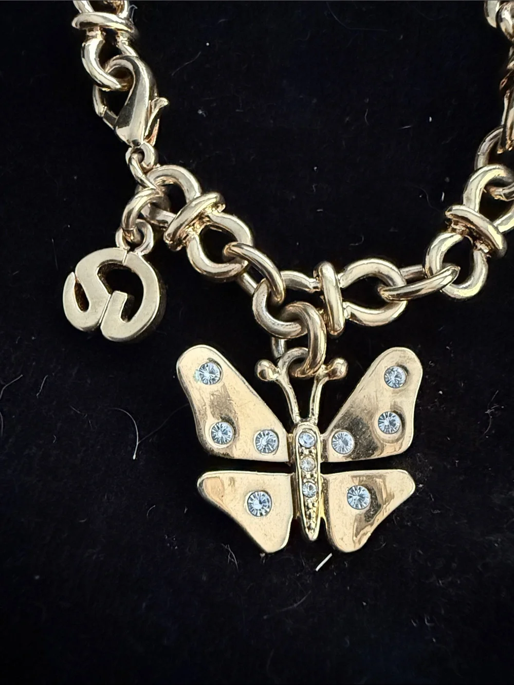 Vintage St. John Crystal Butterfly Charm Bracelet🦋